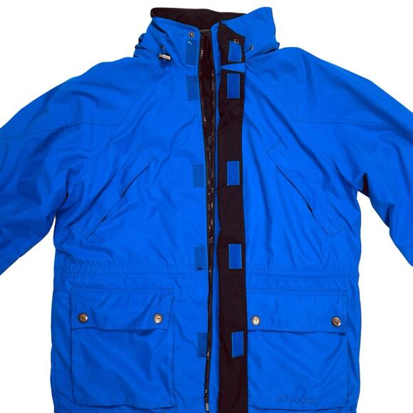 Vintage Mens 3 in 1 Jacket Size M Blue 2 Way Zip Hidden Hood Retro 90s - Picture 6 of 15